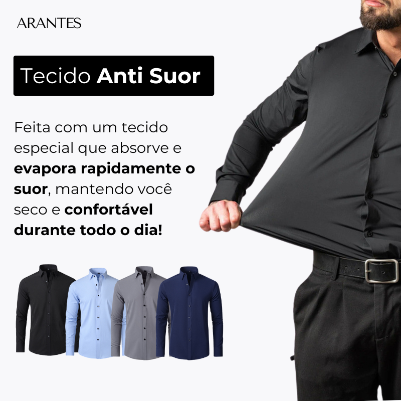 (Compre 1 Leve 2) Camisa Social Italian Ultra Tech Anti amassados +RELÓGIO DE BRINDE!
